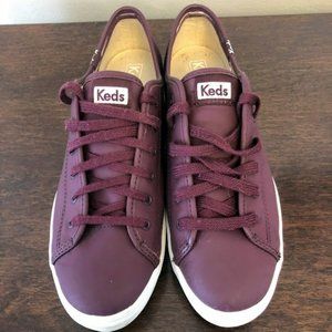 Women's Keds Triple Kick Leather Sneakers in Burgundy Size 8M